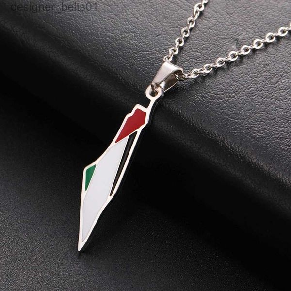 My She Palestine M drapeau pendentif collier pour femmes hommes en acier inoxydable M Geogrhy collier ras du cou chaîne bijoux en gros L231215