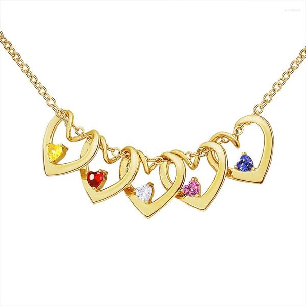 Collares pendientes MYLONGINGCHARM Nombres personalizados Collar de corazón con piedra de nacimiento Nombre de la familia Regalo de joyería para mamá Día de la madre