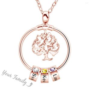 Colliers pendentifs MYLONGINGCHARM Personnalisez le collier de perles de nom avec l'arbre généalogique de pierre de naissance Cadeau personnalisé pour la fête des mères