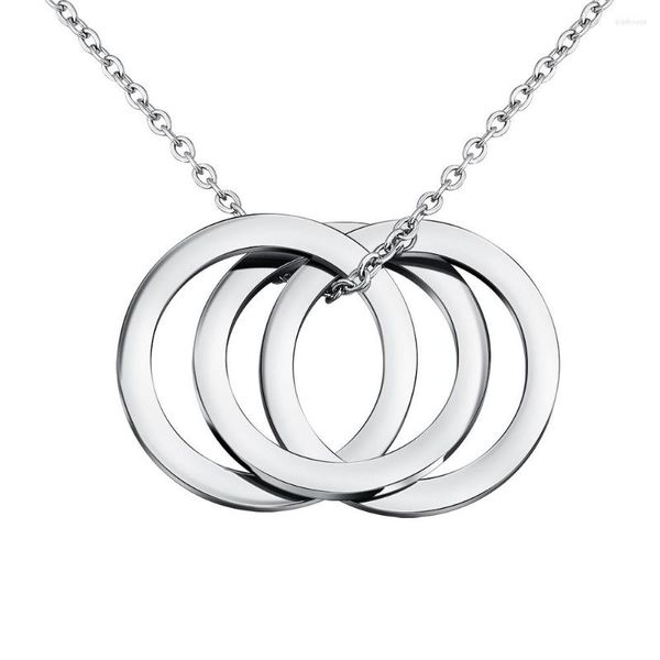 Pendentif Colliers Mylongingcharm personnalisé entrelacé 3 cercles collier personnalisé noms de famille en acier inoxydable bijoux cadeau