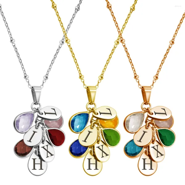 Colliers pendentifs MyLongingCharm Personalzied Saint Valentin Gift Waterdrop initial avec de la pierre de naissance gratuite