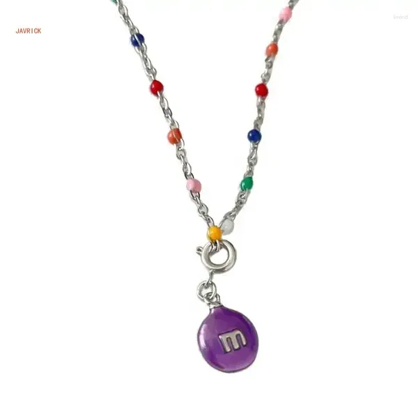 Pendentif Colliers N1HE Bohême Style Collier de perles rondes Coloré Couker Doux Cool Clavicule Chaîne Dopamine Y2k Ornement Cadeau