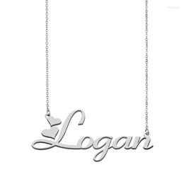 Collares pendientes Nombre Collar Logan Personalizado Acero inoxidable Oro Para Mujeres Gargantilla Alfabeto Letra Niñas Mamá Joyería Regalo Colgante