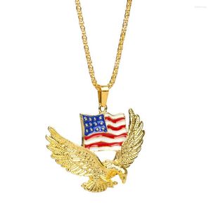 Pendentif Colliers National Bird Bald Eagle Les étoiles et les rayures Drapeau Punk Hiphop Dieu bénisse USA Jour de l'indépendance