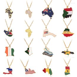 Collares pendientes bandera nacional encanto collar esmalte joyería cadena Nigeria cultura África República Dominicana mapa viaje regalo