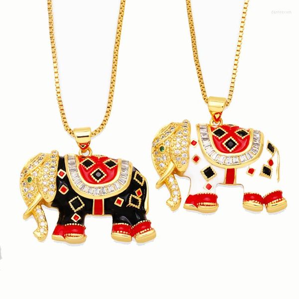 Pendentif Colliers Style National Classique Éléphant Y2K Émail Haute Qualité 18K Plaqué Or Bijoux Pour Femmes Amant Gothique Cadeaux