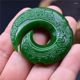 Colliers pendants Natrual Hetian Green Jasper Collier Jade Bijoux pour les hommes Gift Bouddhiste Lucky