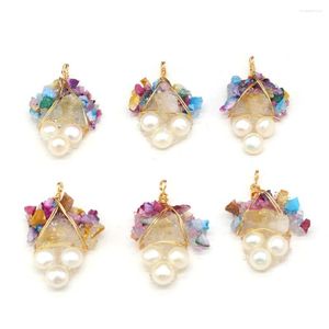 Pendentif Colliers Perles D'eau Douce Naturelles Couleurs Irrégulières Enveloppées Pour Faire Collier DIY Cadeau Taille 35x55mm