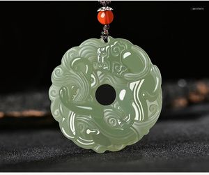 Hanger kettingen natuurlijk een hetian jade carving groene draak uniek ontwerp jadeite ketting mannen sieraden