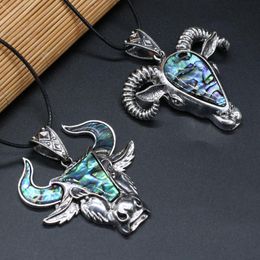 Hanger kettingen natuurlijke abalone shell dieren ketting stierkop schapen voor mannen sieraden geschenklengte 55 5cmpendendant