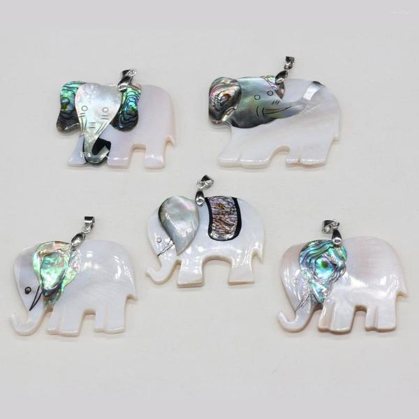 Collares pendientes Concha de abulón natural Encantos de elefante lindo Animal Madre de perla para hacer collares de bricolaje Mujeres