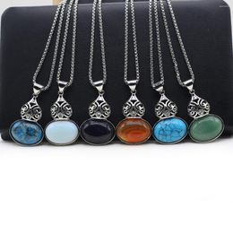 Pendentif Colliers Naturel Agates Pierre Collier Calebasse Malachites Améthystes Argent Couleur Chaînes Pour Femmes Jewerly Cadeau