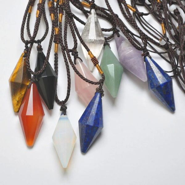 Colliers pendants Amethyste / quartz rose / aventurine / agate / tigereye / opale / lapis en nylon en nylon en nylon