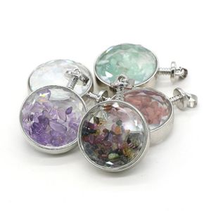 Pendentif Colliers Naturel Améthystes Gravier Magique Souhaitant Bouteille Clair Guérison Cristal Verre Charmes DIY Femmes Hommes Fabrication de Bijoux Collier