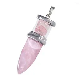 Pendentif Colliers Améthystes naturelles Rose Quartz Rock Cristal Lapis Lazuli Agate Tiger Eye Pierre Cône Forme Fit Pendule Bijoux DIY