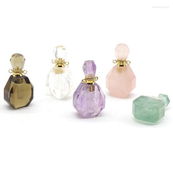 Colliers pendants Améthystes naturels / quartz rose / Crystal blanc / Fluorite Pierre pour collier Faire des pendentifs de bouteille souhaitant bijoux