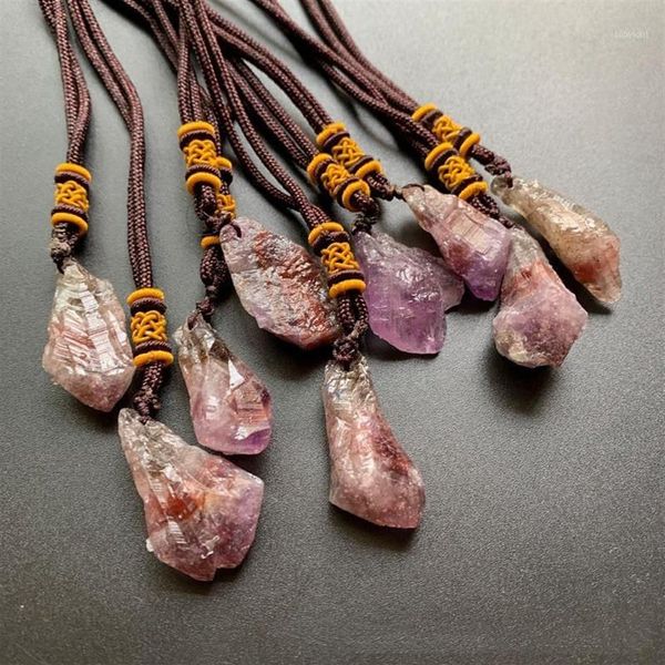 Collares colgantes Natural Auralite 23 Cristal en bruto Collar Energía Curación espiritual Cristales Piedras crudas Adorno Drop1230I