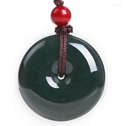 Hanger kettingen natuurlijke zwart groene nefrietsteen donut gesneden rond vrede buckle ketting dames fijne jade sieraden