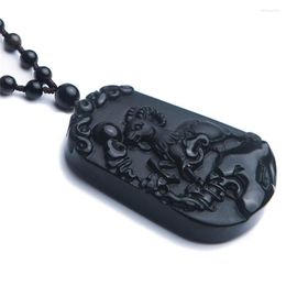 Hanger kettingen natuurlijke zwarte obsidiaan edelsteen schapen vorm ketting 50x33x10mm