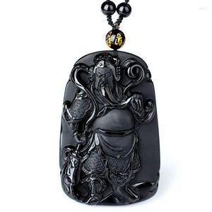 Hanger kettingen Natuurlijke zwarte obsidiaan gesneden Xuanwu keizer Lucky Amulet Blessing gratis kralen ketting fahion mooie sieraden