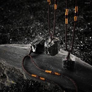 Hanger kettingen natuurlijke zwarte toermalijn ketting genezende kristallen energie erts ruwe stenen psychische bescherming pijler sieraden met touw