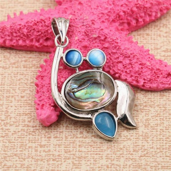 Pendentif Colliers Naturel Bleu Abalone Shell Collier Forme Animale Bijoux De Mode Lady Cadeau De Noël Chandail Chaîne Accessoires B1138