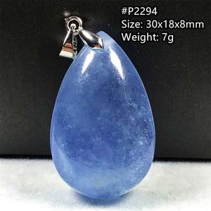 Pendentif Colliers Naturel Bleu Aigue-Marine Collier Pendentif Pour Femmes Dame Hommes Beauté Cadeau Cristal Argent Perles Rare Pierre Gemme Bijoux AAAAA HKD230712