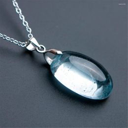 Hanger Kettingen Natural Blue Ocean Crystal Bead Lady Stretch Round Gem Stone Fashion Healing Drop