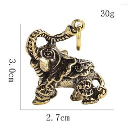 Pendentif Colliers En Laiton Naturel Cuivre Massif Éléphant Animal Vintage Lucky Mascot Porte-clés Collier Dangle Charme Feng Shui Amulette Bijoux