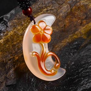 Hanger Kettingen Natuurlijke Chalcedoon Sieraden Fijne Agaat Booming Bloemen En Een Volle Maan Ketting Mannelijke Vrouwelijke Hangers