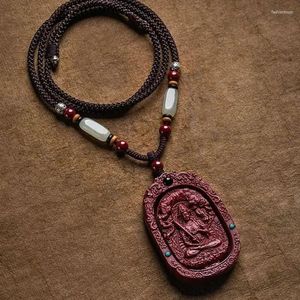 Colliers pendants Collier de Bouddha Natural Cinnabar avec sable violet à haute teneur