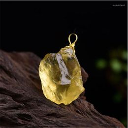 Hanger kettingen Natuurlijke citrien geometrie rauw erts kristal kwarts drusy onregelmatige koper meditatie genezing amulet mascotte bengelen sieraden