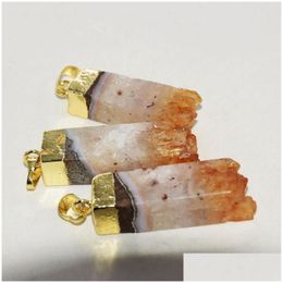 Collares colgantes Citrine Citrine Yellow Crystal Stone Druzy para joyas que fabrican 2022 Gold Capazón de recubrimiento de oro