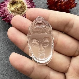 Colliers pendants Natural Clear Quartz Bouddha Head Crystal sculping Charme de rire Guanyin Collier pour l'unisexe