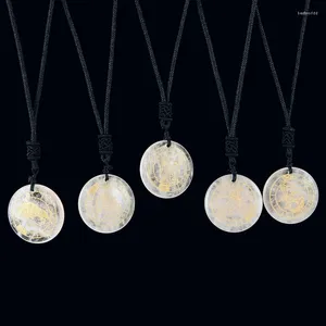 Collares pendientes Natural Claro Cuarzo Curación Cristal Reiki Piedra Encantos Gemas Grabado Zodiaco Collar 12 Constelación Guardia Amuleto de la suerte