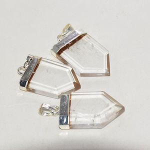 Hanger kettingen Natuurlijke heldere kwarts witte kristalsteen voor sieraden maken vrouwen 2022 schild zilveren platen rots ketting edelsteen