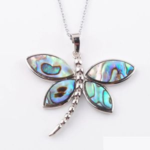 Pendentif Colliers Naturel Colourf Nouvelle-Zélande Abalone Shell Collier De Perles Libellule Perles Femmes Charmes Reiki Bijoux N3646 Drop Del Dhpsi