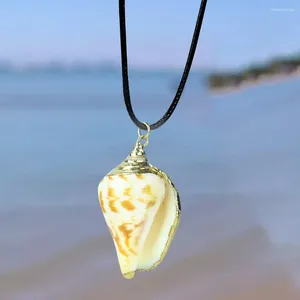 Pendentif Colliers Naturel Conque Escargot Coquilles En Métal Collier Bohême Plage Femme Charmes Dangle Ras Du Cou Pull Chaînes DIY Cou Bijoux