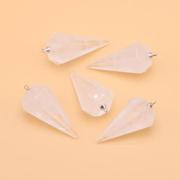 Hanger kettingen Natuurlijke conische semi-bescheiden stenen kristal agaat Pendulum voor vrouwen meisje diy ketting oorbellen cadeau sieraden accessoires