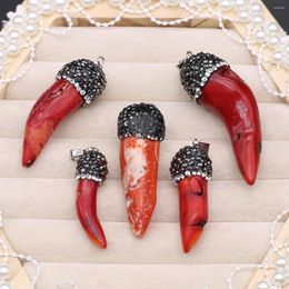 Colliers pendants Corail Natural Coral Pepper Charmes rouges pour les femmes qui font du collier de boucles d'oreilles bijoux bricolage
