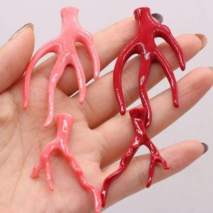 Collares colgantes Natural Coral Pink Tree Branch Beads 2/4 Forks Crafts para la joyería MakingDIY Collar Pulsera Pendiente Accesorio Charm