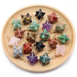 Collares colgantes Cristal de cristal natural Merkaba Stone Fashion Whine Gold Color Star Jewelry haciendo accesorios de collar de encanto 12 piezas