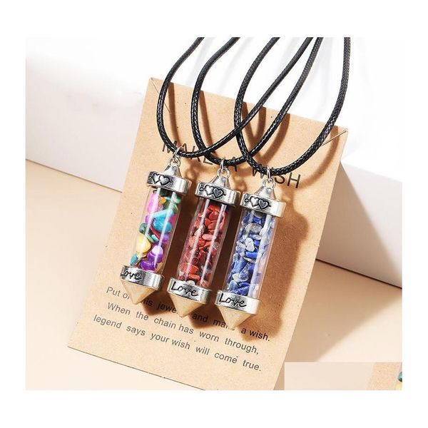 Collares colgantes Cristal de cristal natural Piedra deseando amor Botella de cono Pendum Collar Make Wish Card Suring for Women Yydhhome D Dh8ln