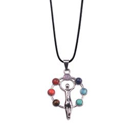 Hanger kettingen natuurlijke kristal edelsteen reiki chakra hanger genezing maan winden sier legering ingelegde edelsteen ketting voor wonmen drop de dht4h