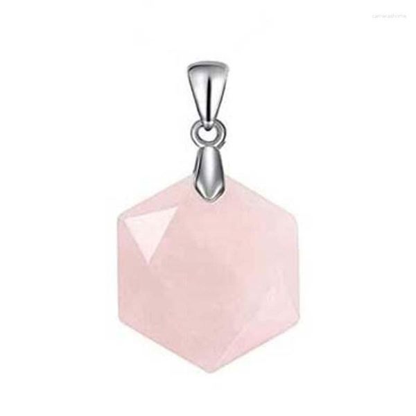 Collares colgantes Cristal natural Hexagrama Colgantes de piedra Rosa Cuarzo rosa Lapislázuli Negro Onyx Reiki Labradorita Joyería para mujeres Hombres