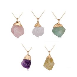 Hangende kettingen natuurlijke kristal hanger ketting steen edelsteen goud vergulde genezing irregar handgemaakte sieraden voor vrouwen drop dhlot