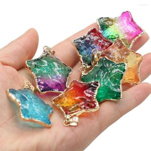 Pendentif Colliers Cristal Naturel Jolies Étoiles Quartz Coloré Charmes Pour Femmes Fabrication De Bijoux DIY Boucles D'oreilles Collier Taille 30-38mm