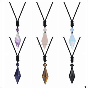 Hanger kettingen natuurlijke kristalkwarts zeshoekige kegel hanger ketting voor vrouwen
