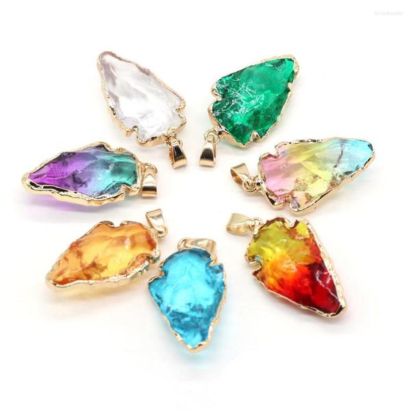 Pendentif colliers cristal naturel Quartz coloré Triangle forme breloques pour femmes fabrication de bijoux collier à faire soi-même taille 20x30mm