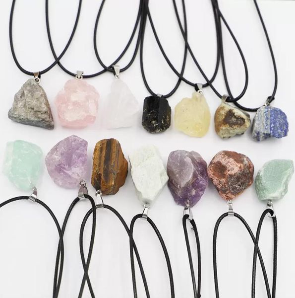 Colliers pendants Crystal Natural Rough Stone Irregar Mintery Energy Healing Gemstone Amazonite Amethyst Collier Charms Femmes Bijoux Dhyfx